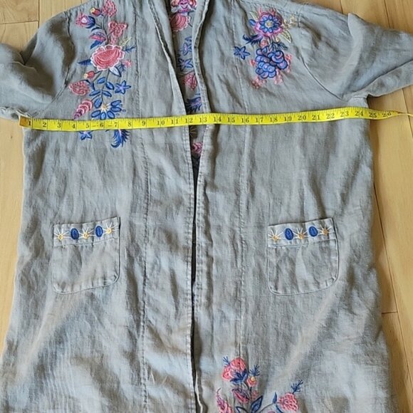 Johnny Was Tiwa  Embroidered Heavy Linen Coat - Picture 13 of 14